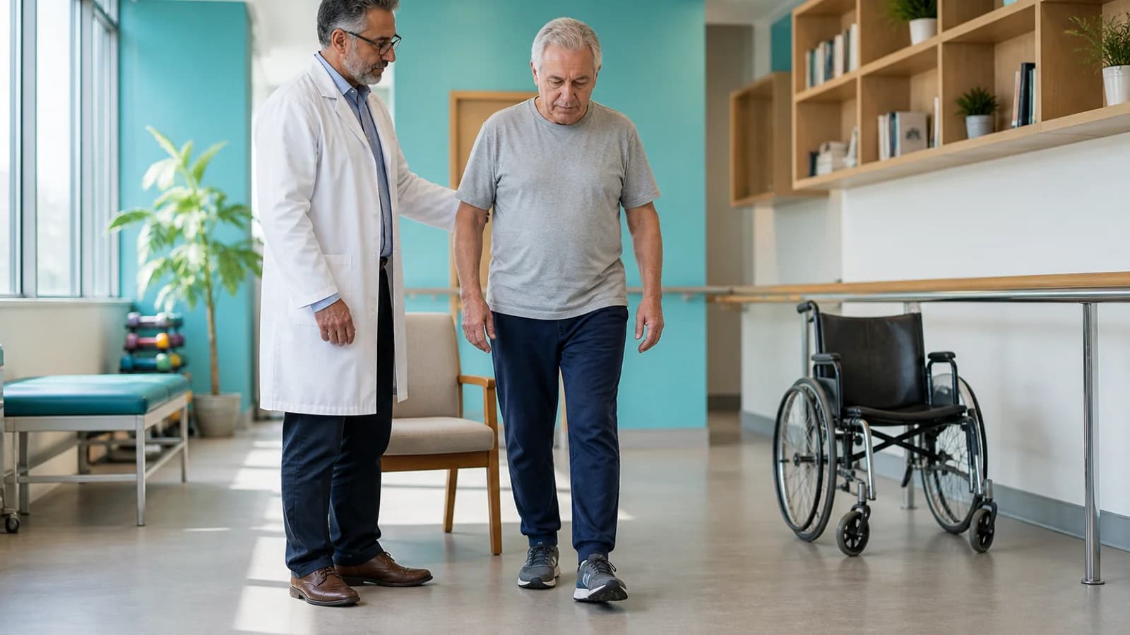 Geriatra conversando con una persona adulta mayor