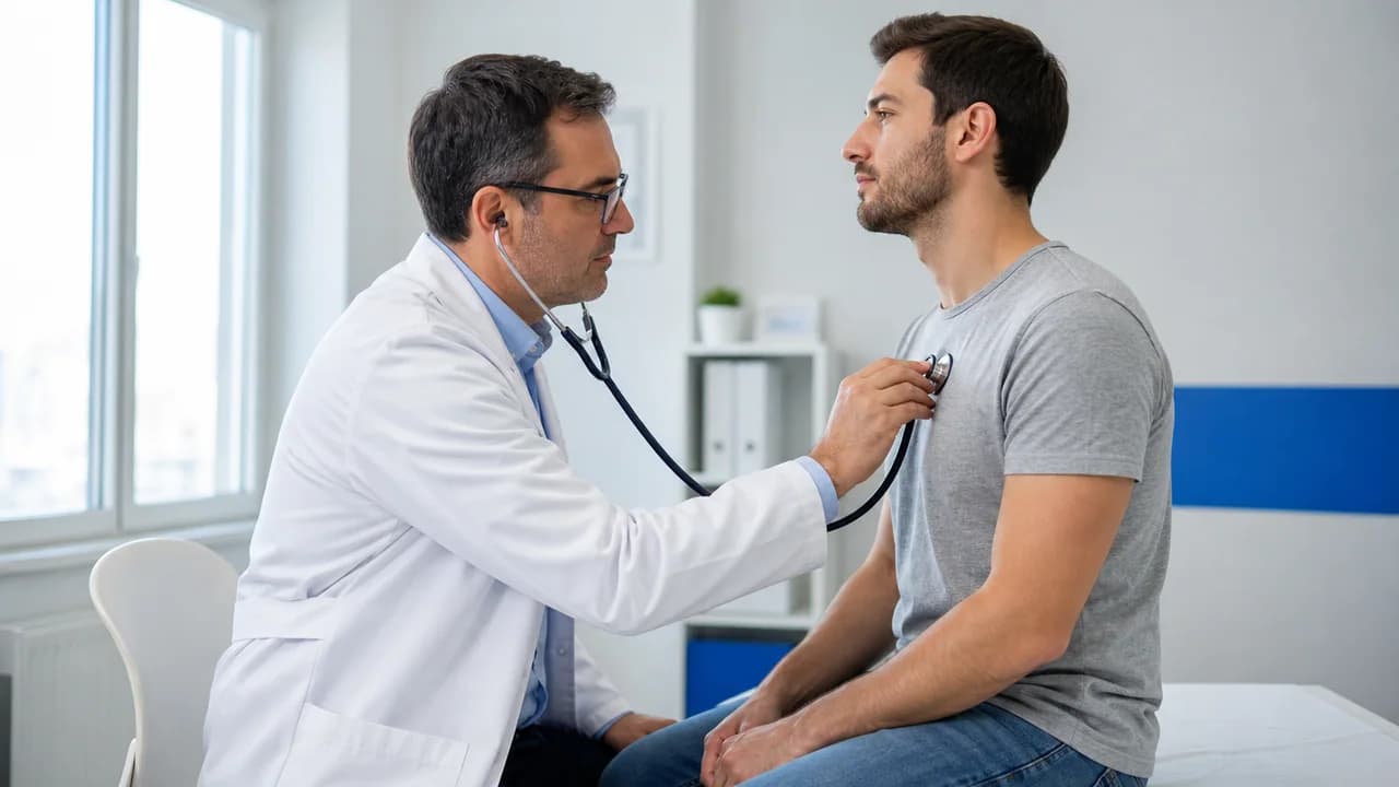 Médico atendiendo a un paciente adulto en consulta general