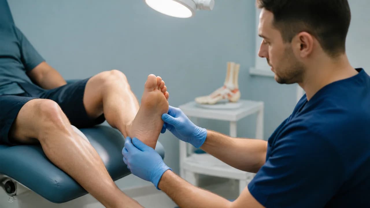 Profesional realizando una valoración de los pies